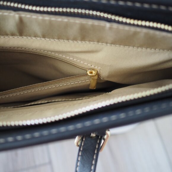 Elevated Indie Camera Lens Print Tote Bag with Zipper top, pockets metal feet - Picture 8 of 11